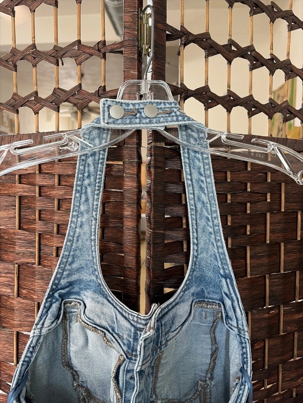 Trending!! Denim Halter Neck Jumper Dress - Light Blue - Picture 4 of 6
